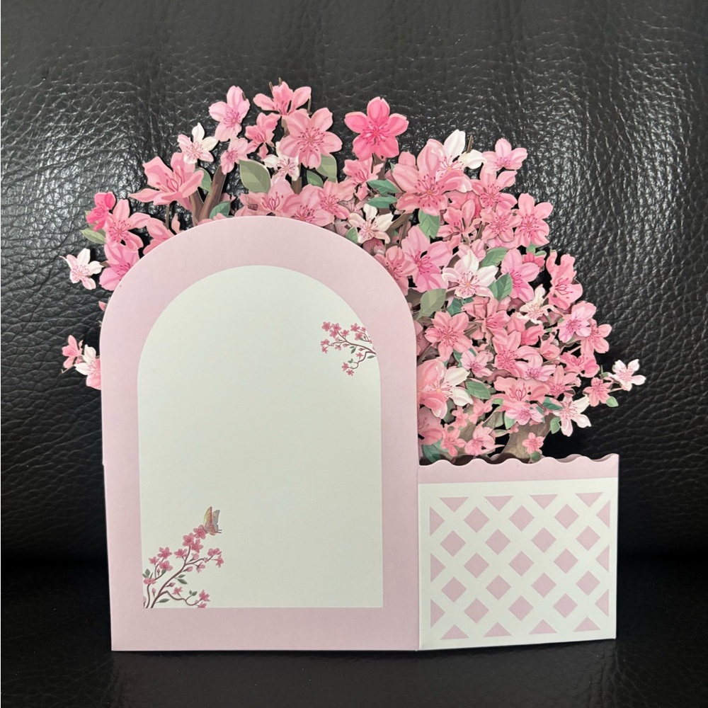 Pink Floral Arrangement Pop Up Card - Picture 6 of 7
